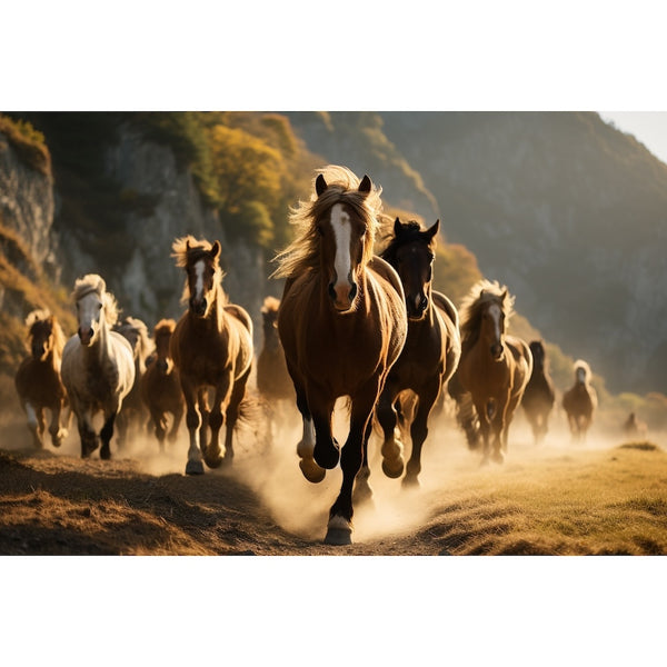 Tableau Chevaux Sauvages, art mural décoration nature