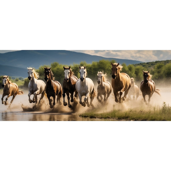 Tableau Triptyque Chevaux, art mural décoration nature