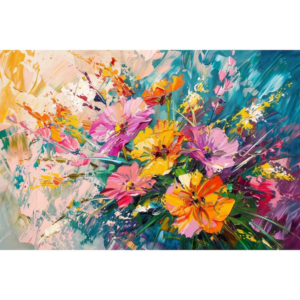 tableau contemporain fleurs