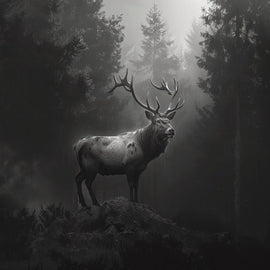 Tableau Cerf Noir et Blanc, art mural décoration nature