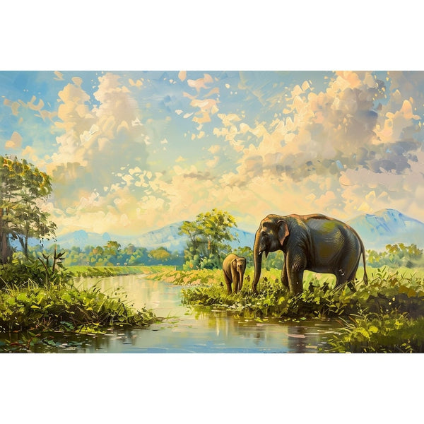 Tableau Éléphant Thaïlande, art mural décoration nature