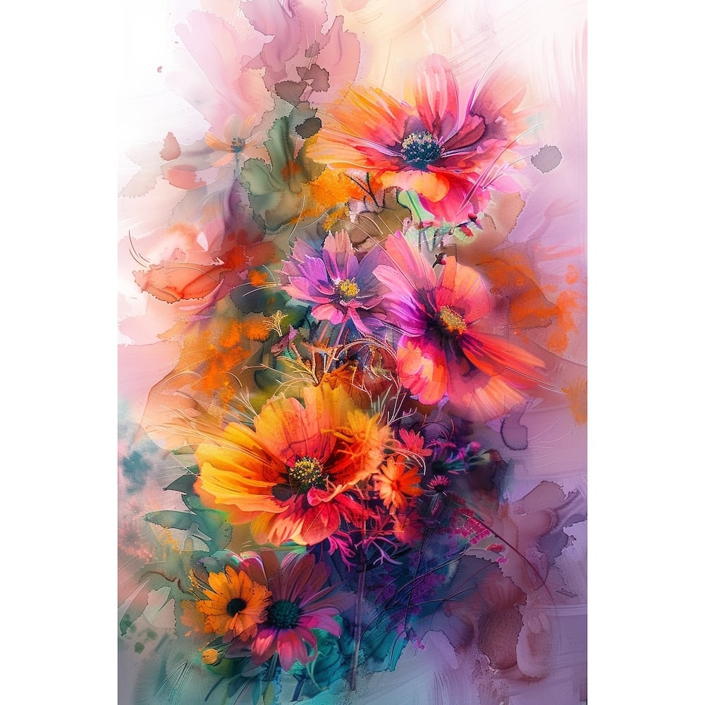 tableau fleurs aquarelle