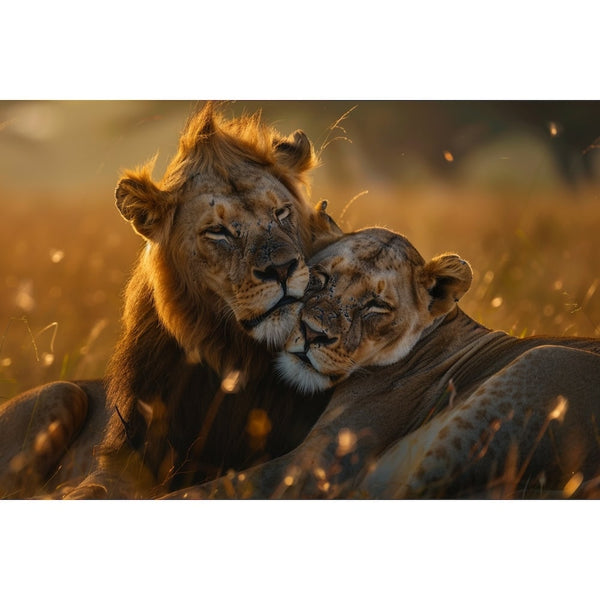 Tableau Lion et Lionne, art mural décoration nature