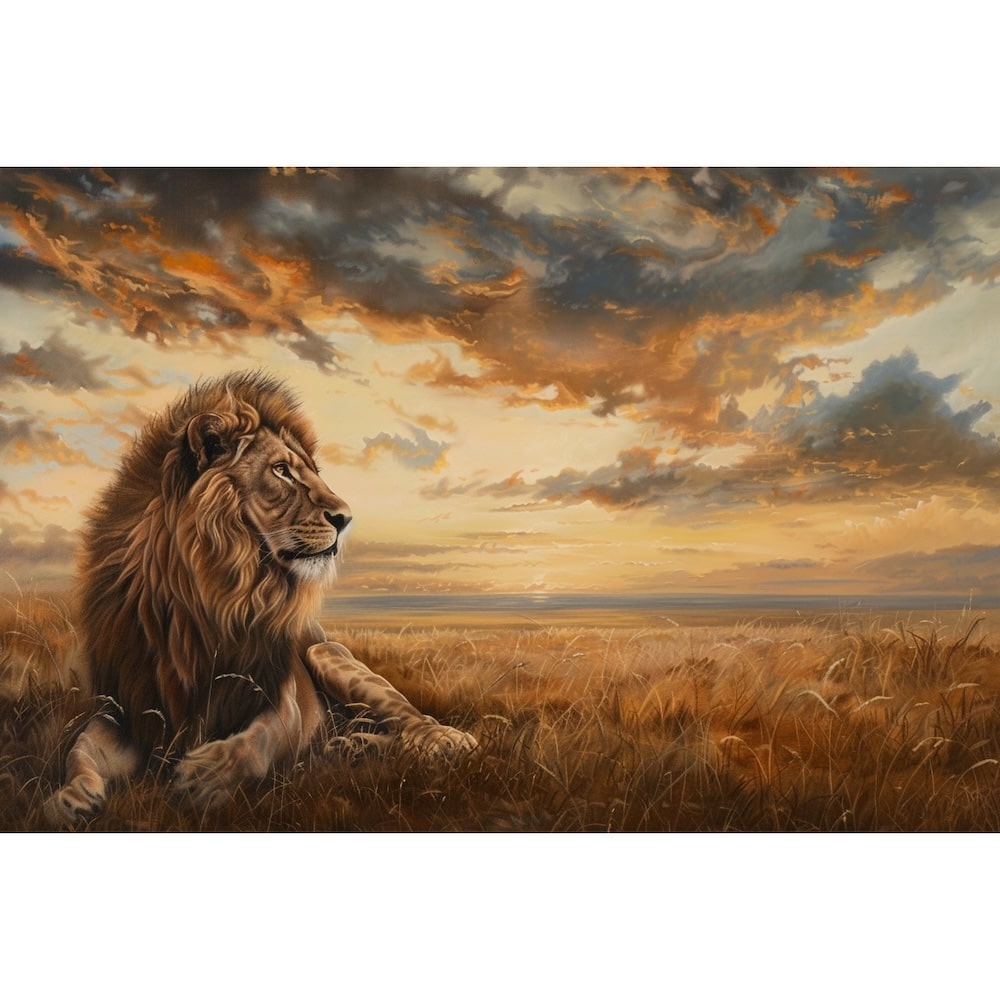 tableau lion peinture