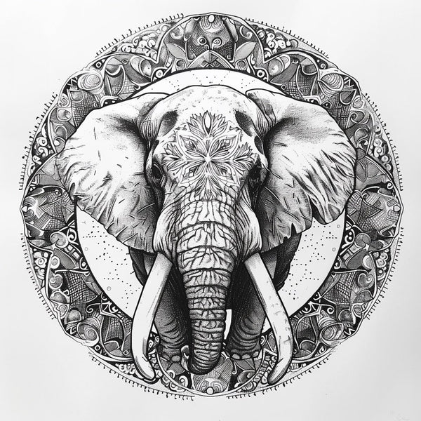 Tableau Éléphant Mandala, art mural décoration nature