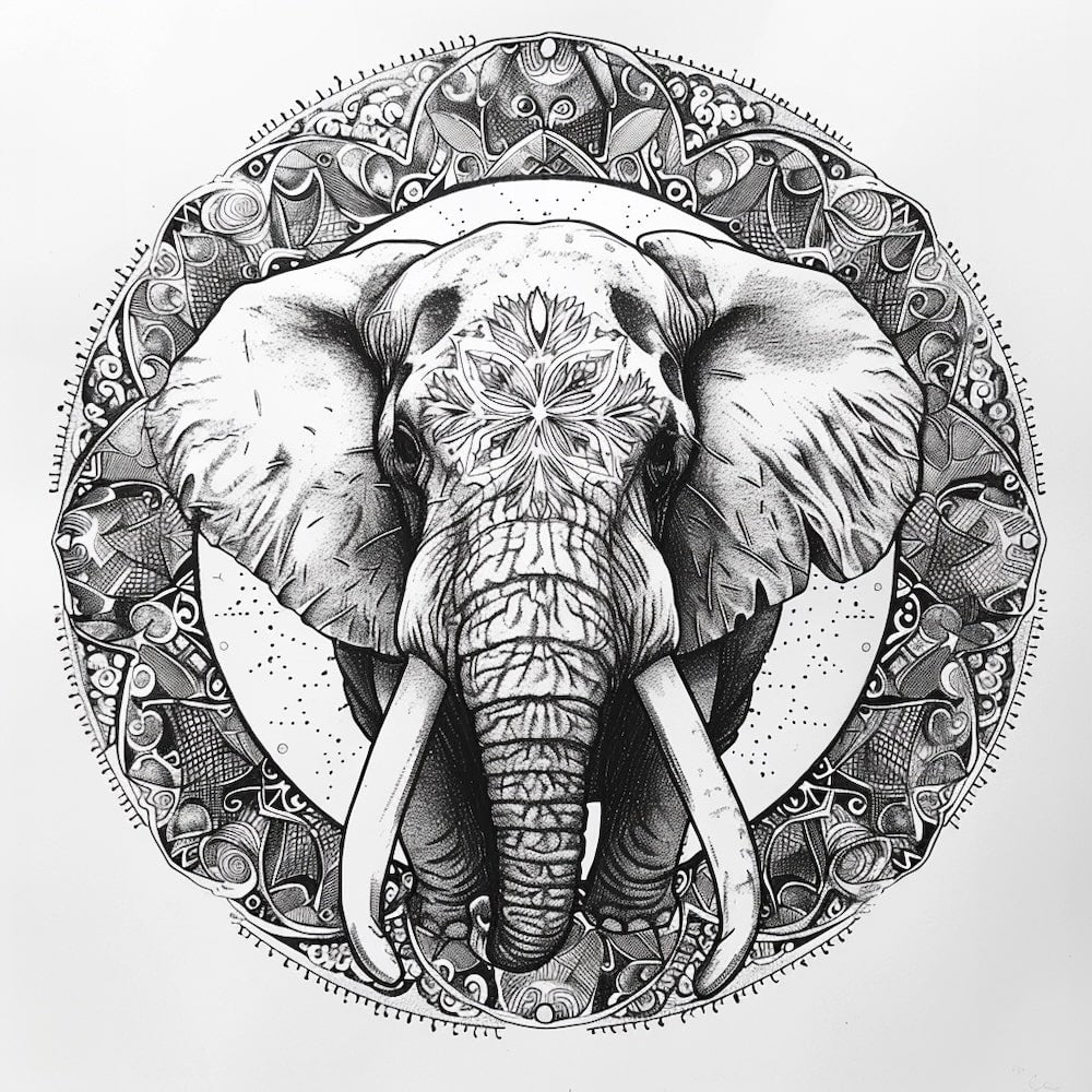 tableau mandala elephant