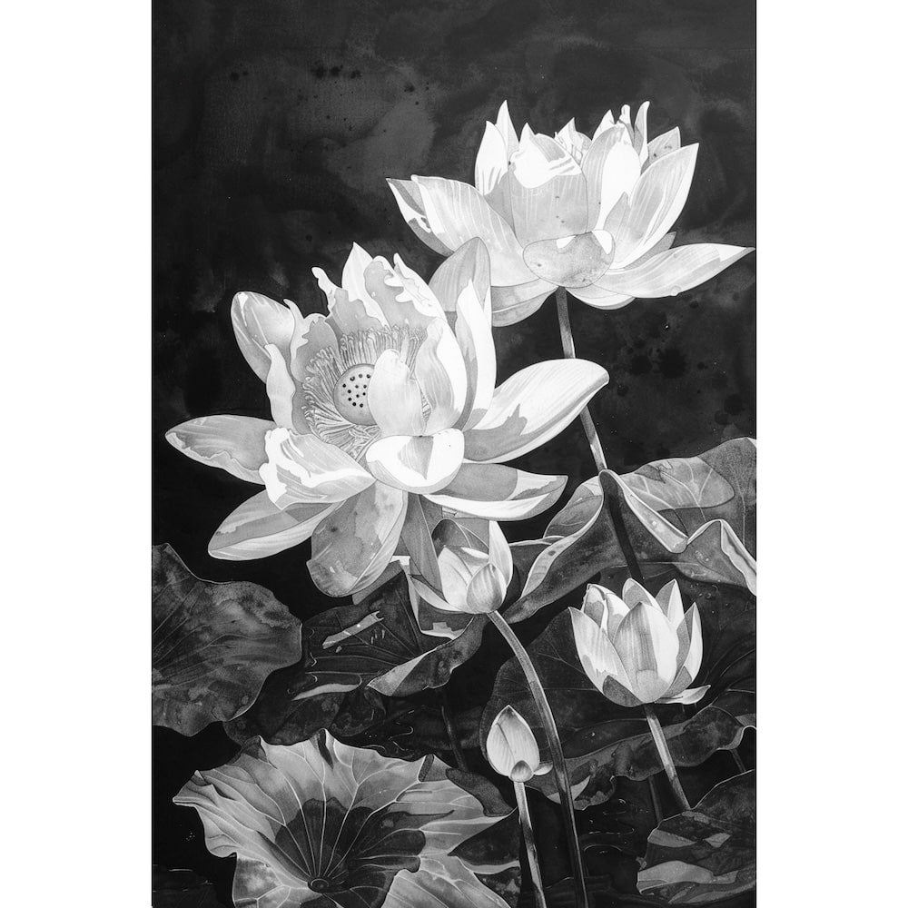 tableau noir et blanc fleur