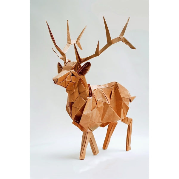 Tableau Cerf Origami, art mural décoration nature