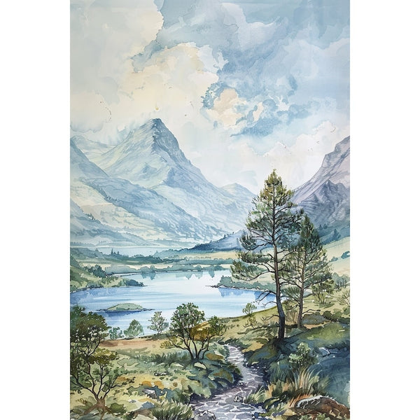Tableau Paysage de Lac et Montagnes - Pin Solitaire, art mural décoration nature