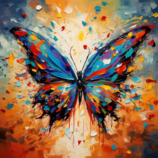 Tableau Peinture Papillon Abstrait, art mural décoration nature