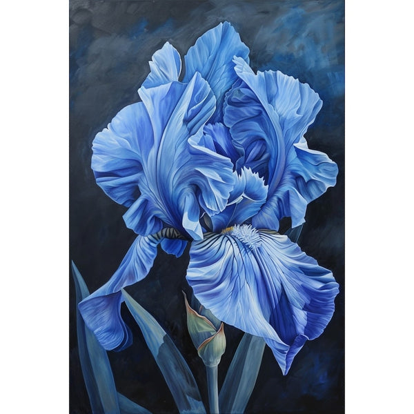 tableau peinture fleur bleu