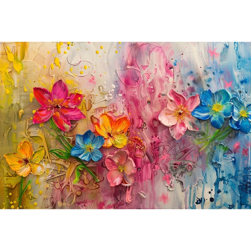 Tableau Peinture Fleurs Moderne, art mural décoration nature