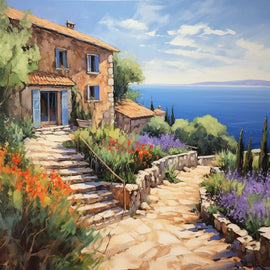 Tableau Peinture Paysage Provençal, art mural décoration nature