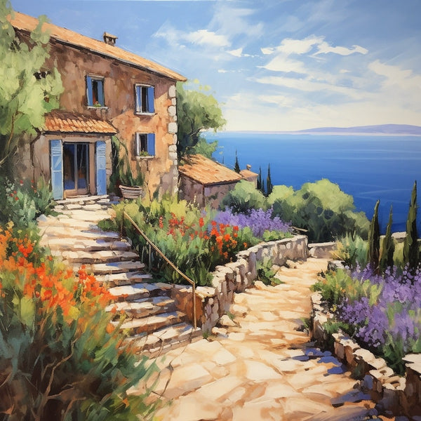 Tableau Peinture Paysage Provençal, art mural décoration nature