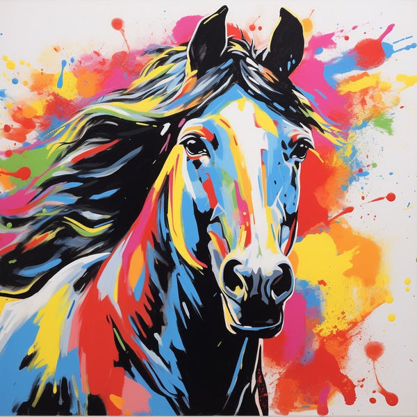 Tableau Cheval Pop Art, art mural décoration nature
