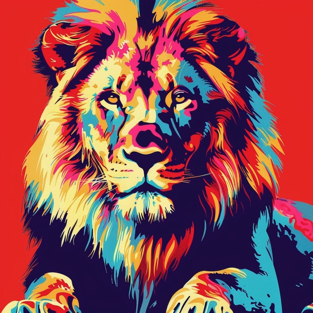 Tableau Lion Pop Art, art mural décoration nature