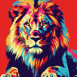 Tableau Lion Pop Art, art mural décoration nature