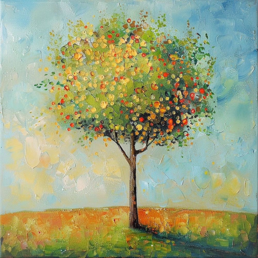 Tableau Arbre au Feuillage Multicolore, art mural décoration nature