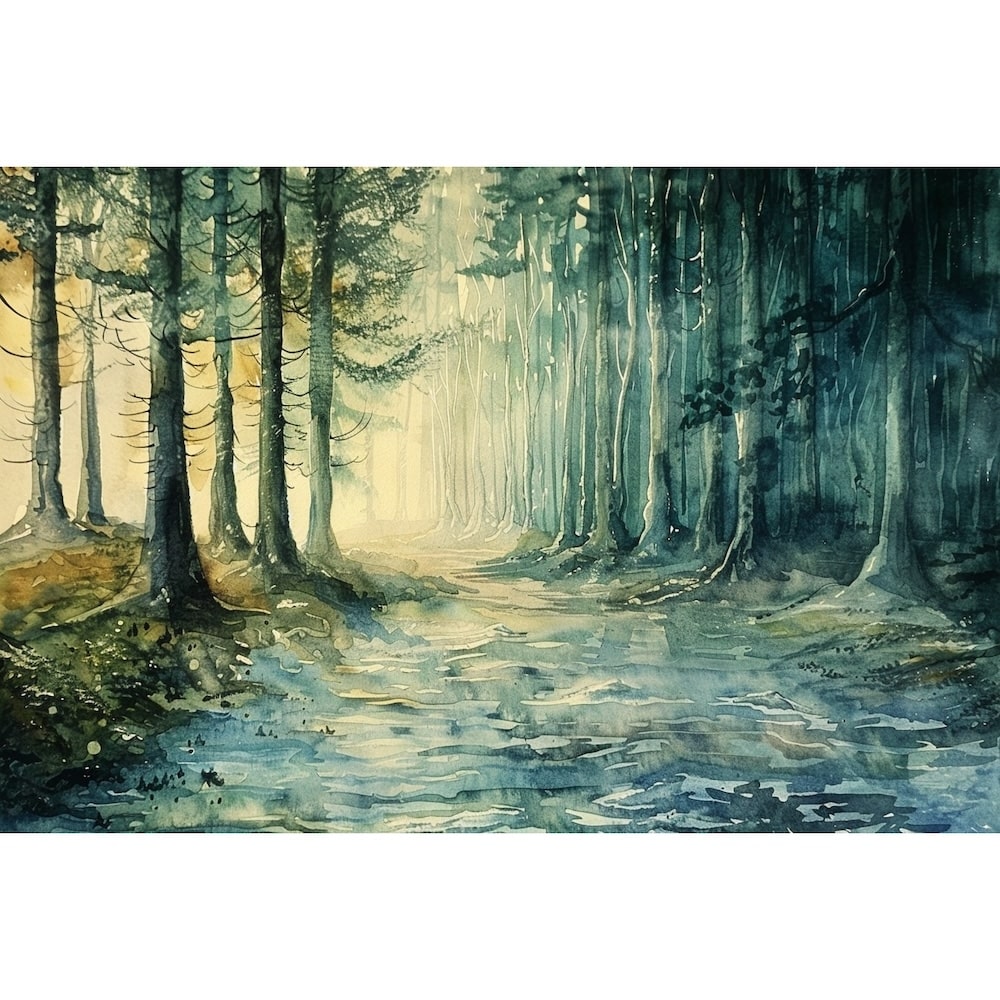 Tableau Peinture Aquarelle Paysage, art mural décoration nature