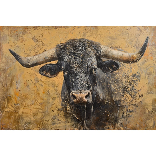 Peinture Acrylique Taureau, art mural décoration nature