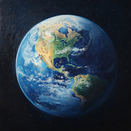 Peinture Planète Bleue, art mural décoration nature