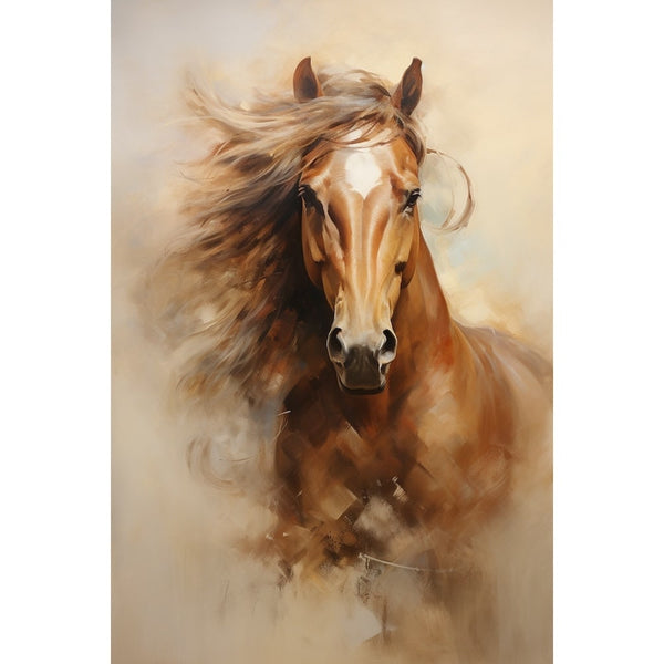 Peinture Portrait de Cheval Alezan, art mural décoration nature