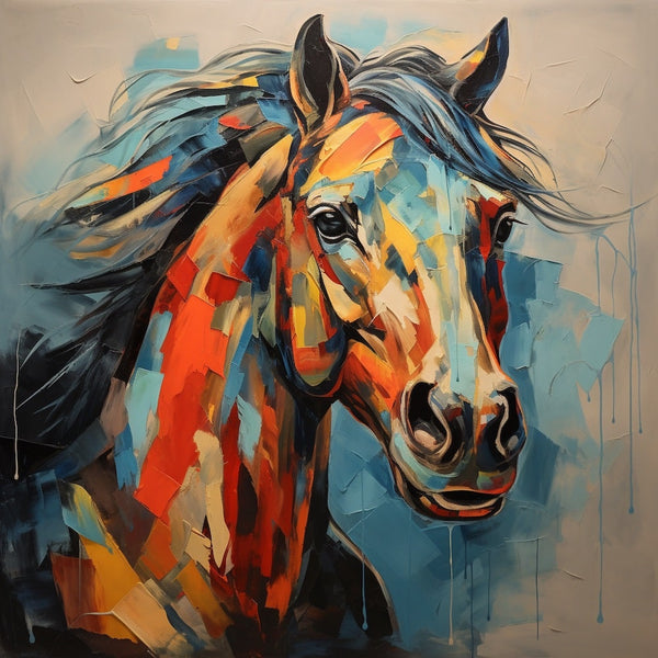 Peinture Acrylique Tête de Cheval, art mural décoration nature