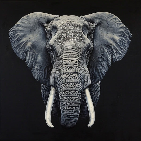 Peinture Tête Éléphant, art mural décoration nature