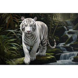 Peinture Tigre Blanc, art mural décoration nature