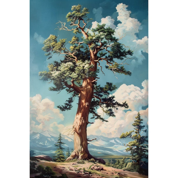 Peinture sur Toile Arbre Majestueux en Montagne, art mural décoration nature