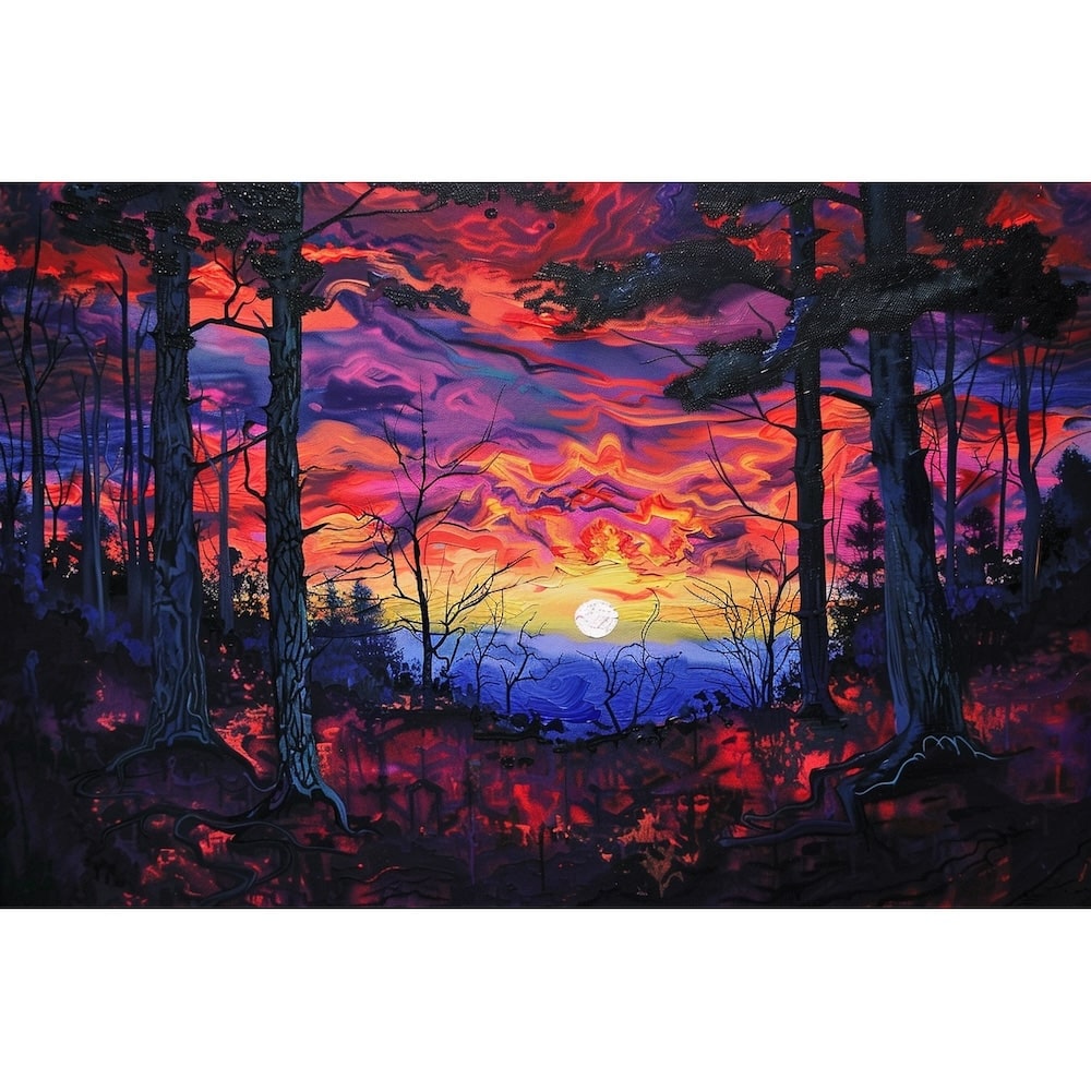 Peinture sur Toile Coucher de Soleil, art mural décoration nature