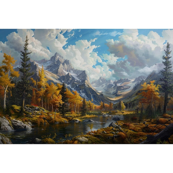 Tableau sur Toile Paysage de Lac en Automne, art mural décoration nature