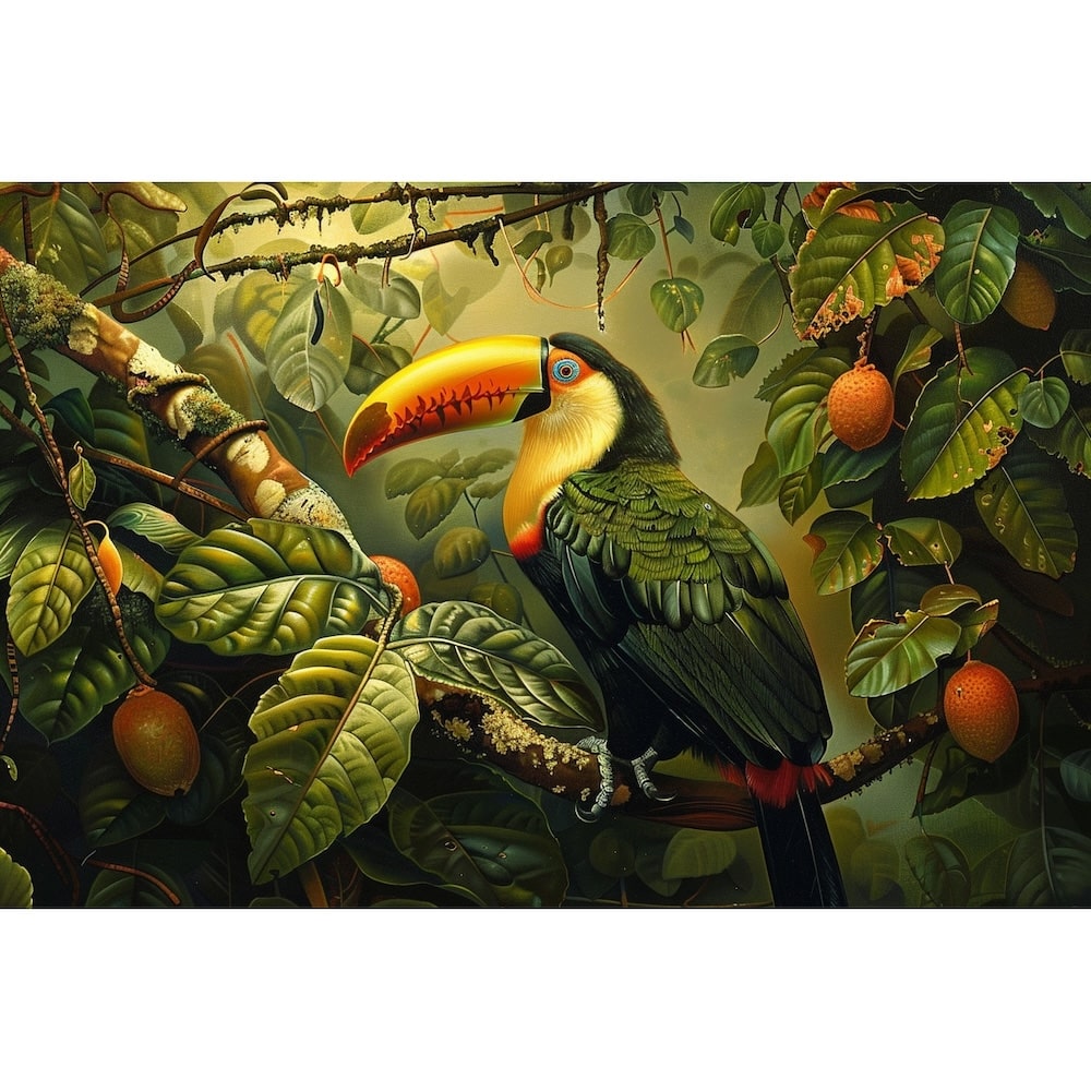 Peinture Toucan, art mural décoration nature, vue 2