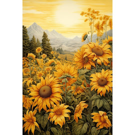 Peinture Dessin Tournesol, art mural décoration nature