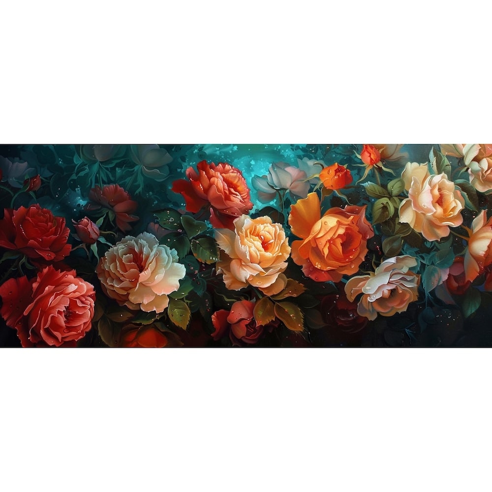 Peinture Triptyque Fleurs, art mural décoration nature