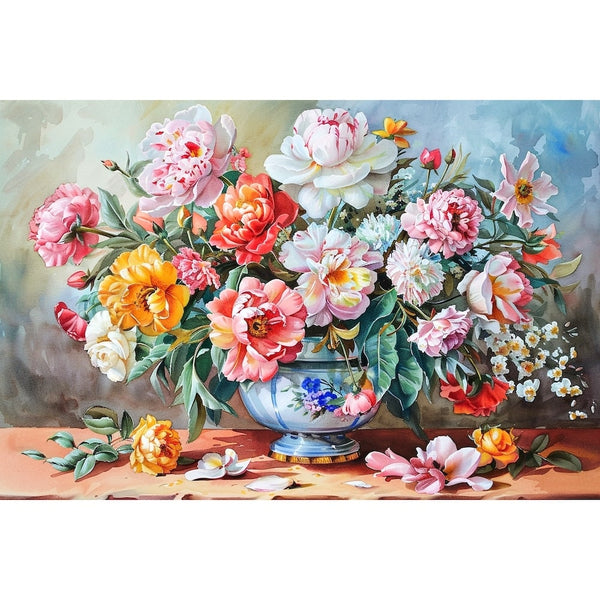 vase avec fleurs en peinture