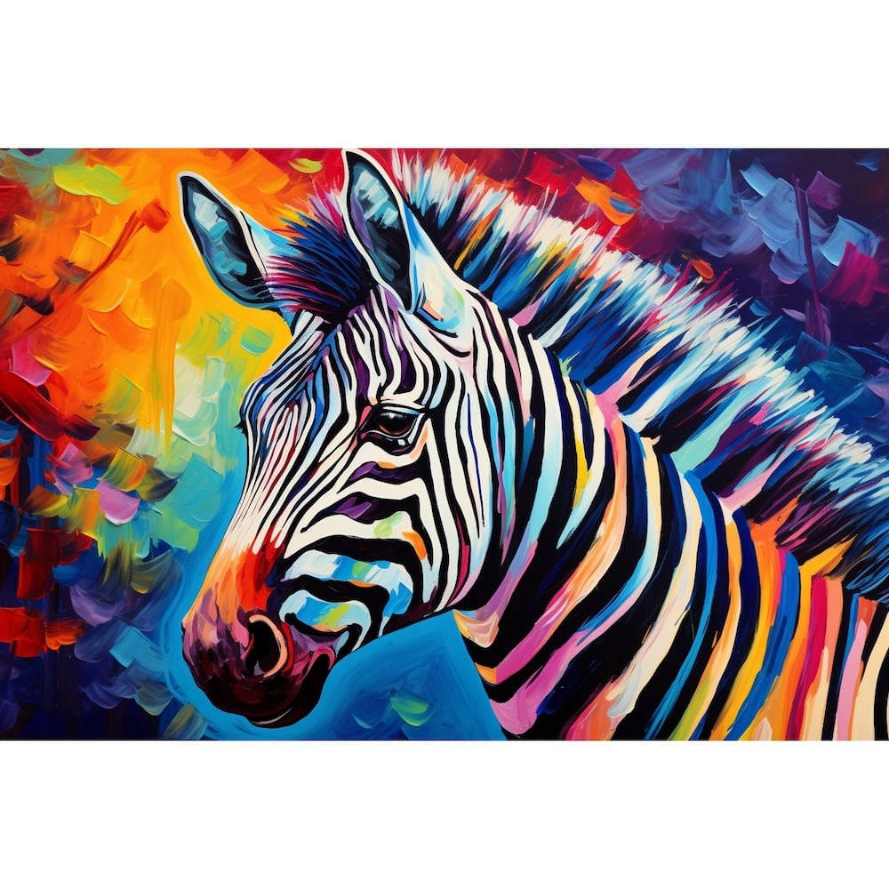 Peinture Zèbre Multicolore, art mural décoration nature